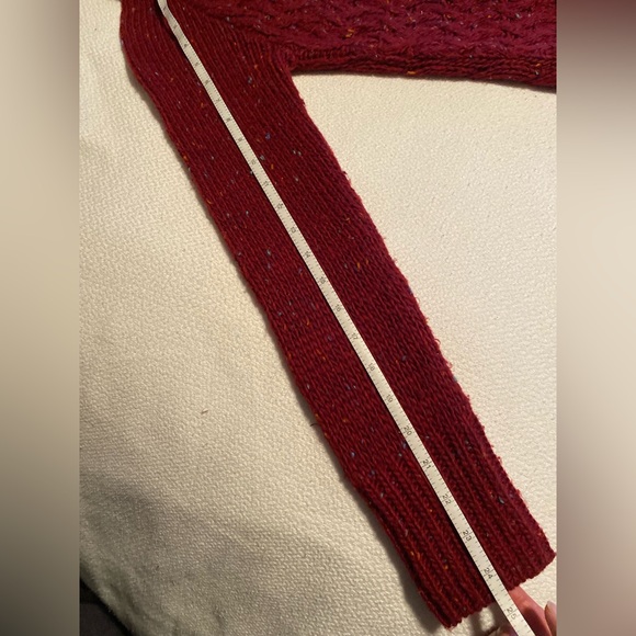 Isabella Sinclair Farfar chunky grandpa cardigan burgundy size XS Anthropologie - Picture 7 of 7